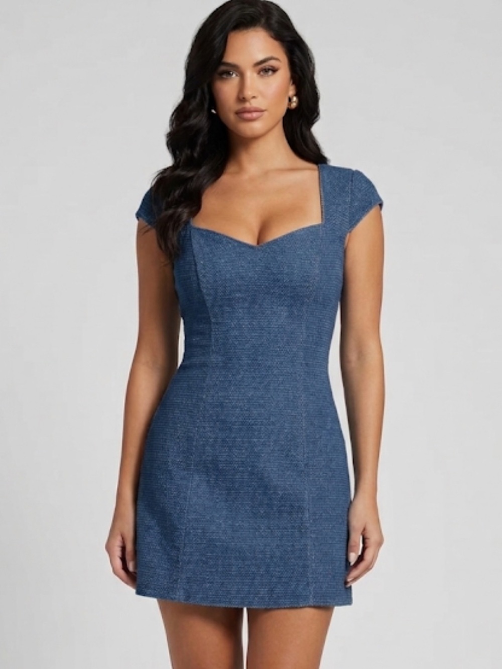 Guess Denim Blue Cap Sleeve Dress